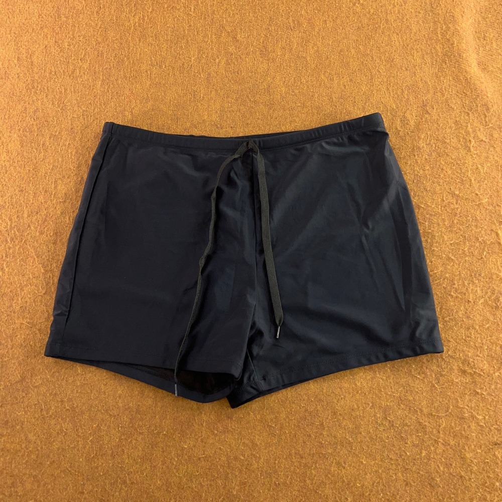 Shein Womens 1XL Black Drawstring Stretch Swim Trunks Shorts New
